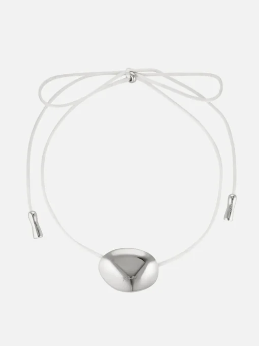 Bean Cord Pendant - Ivory/Silver