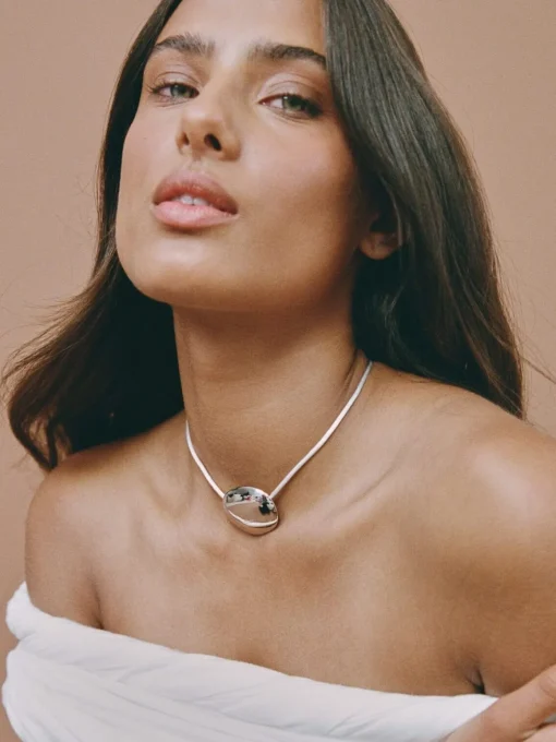 Bean Cord Pendant - Ivory/Silver