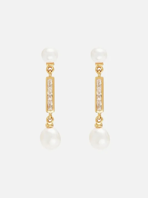 Breathe Pearl Drop Earrings - 18k Gold