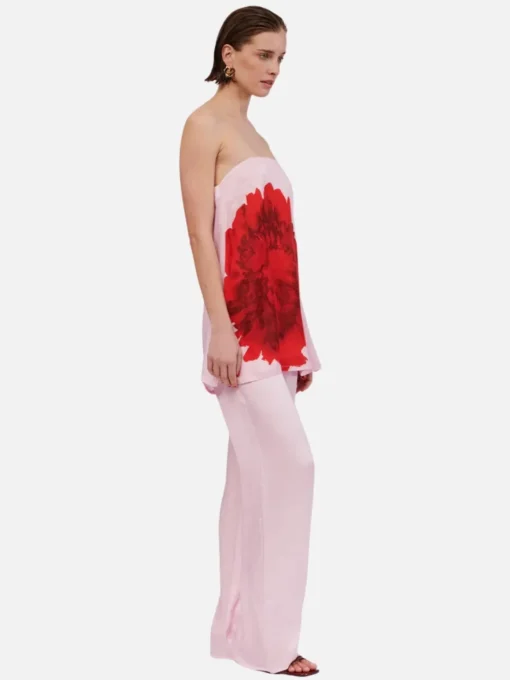 Emilia Thin Elastic Waist Slim Pants - Pink Floral