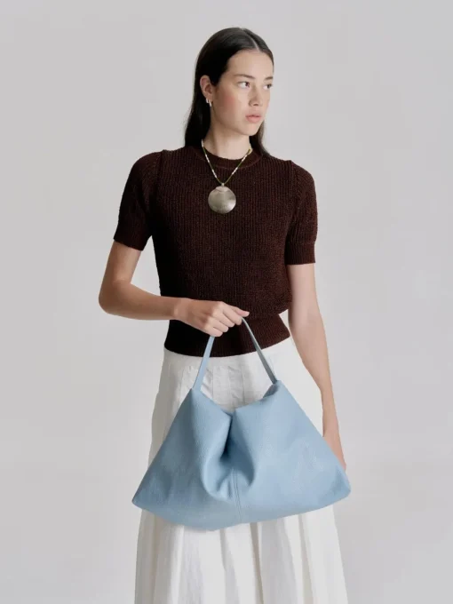 Harlow Slouch Mono Tote - Dusty Blue