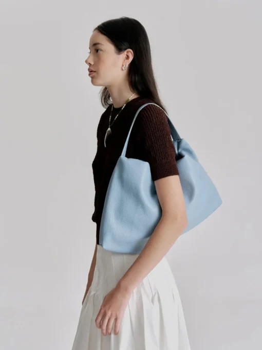 Harlow Slouch Mono Tote - Dusty Blue