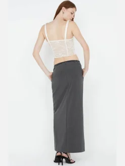 Naida Panel Skirt - Charcoal