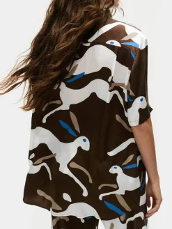 Short Sleeve Boyfriend Shirt - Rabbit Dark Earth