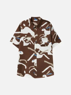 Short Sleeve Boyfriend Shirt - Rabbit Dark Earth