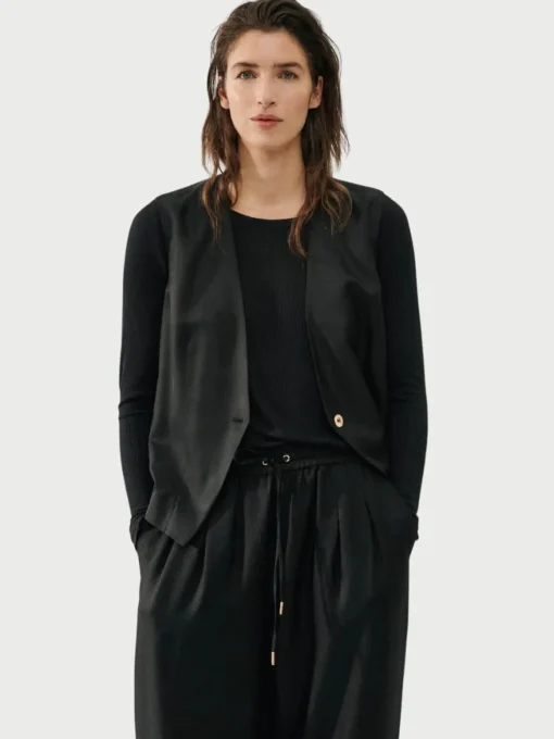 Twill Slouch Vest - Black