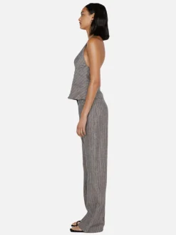 Zuri Straight Leg Pant - Taupe/Ivory Stripe